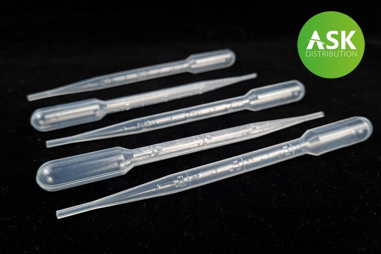 Art Scale 200-T0072 Pipettes for mixing colors Medium Size 5x3ml Set of 5 pipettes with ml scale for dosing paints and thinners precisely. No Scale