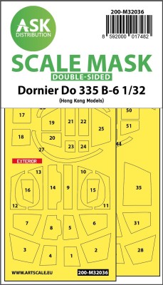 Art Scale 200-M32036 Dornier Do-335B-6 canopy frame paint masks (inside &amp; outside) 1/32