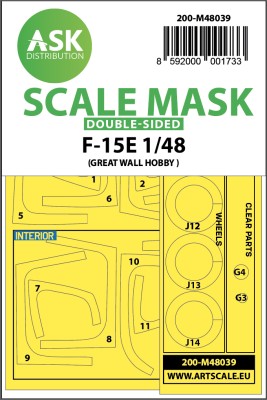 Art Scale 200-M48039 McDonnell F-15E wheels and canopy frame paint masks (inside &amp; outside) 1/48