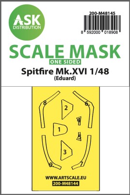 Art Scale 200-M48145 Supermarine Spitfire Mk.XVI canopy frame paint mask (outside only) 1/48