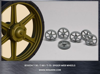 Miniarm 35034 Т-30/Т-60/Т-70 Набор спицованных опорных катков, 12шт 1/35