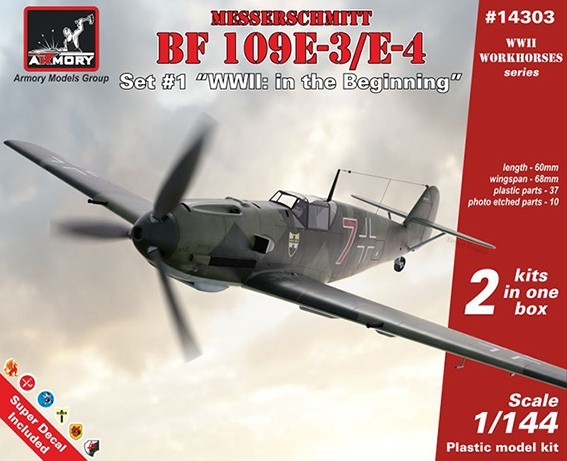 Armory AR14303 Messerschmitt Bf-109E-3 and Bf-109E-4, Set #1 1/144