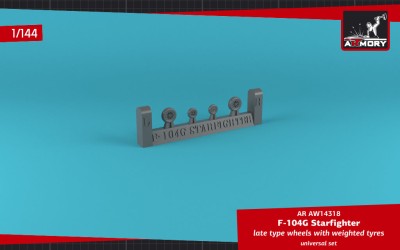 Armory ARAW14318 Lockheed F-104G Starfighter wheels, with optional nose wheels, weighted 1/144