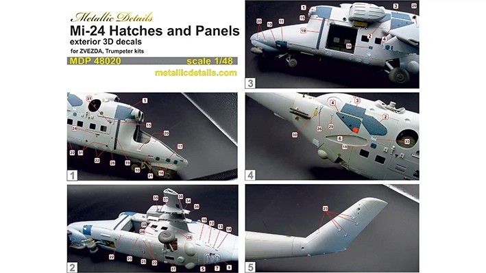 Metallic Details P48020 Mil Mi-24VP Hatches and Panels 1/48