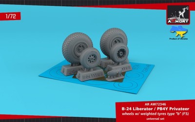 Armory ARAW72346 Consolidated B-24 Liberator / PB4Y Privateer wheels with weighted tyres type &quot;b&quot; 1/72