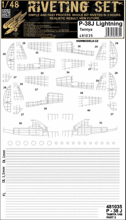 HGW 481035 P-38J Lightning (TAM) RIVETING SET 1/48