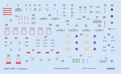Eduard D48071 1/48 Decals P-38 stencils (TAM/ACAD/HAS)