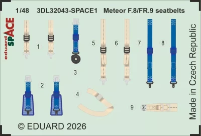 Eduard 3DL32043 Meteor F.8/FR.9 seatbelts SPACE (REV) 1/32