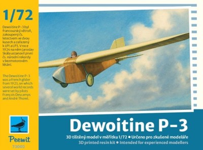 Peewit 73002 Dewoitine P-3 (3D printed resin kit) 1/72