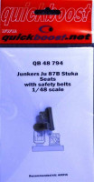 QuickBoost QB48794 Ju 87B Stuka seats w/ safety belts (AIRF) 1/48