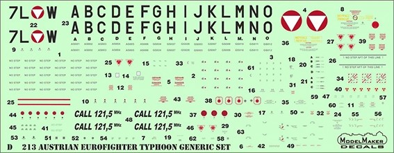 Model Maker Decals D32213 Austrian Eurofighter Typhoon generic set 1/32