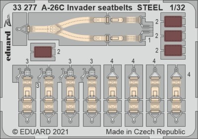 Eduard 33277 A-26C Invader seatbelts STEEL (HOBBYB) 1:32