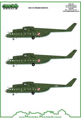 Model Maker Decals D72086 Mil Mi-6 in Polish service 1/72