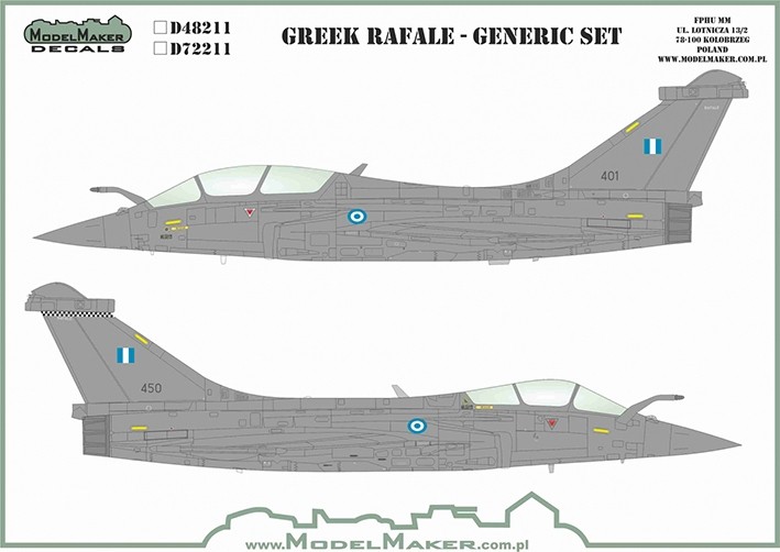 Model Maker Decals D72211 Greek Dassault Rafale - generic set 1/72