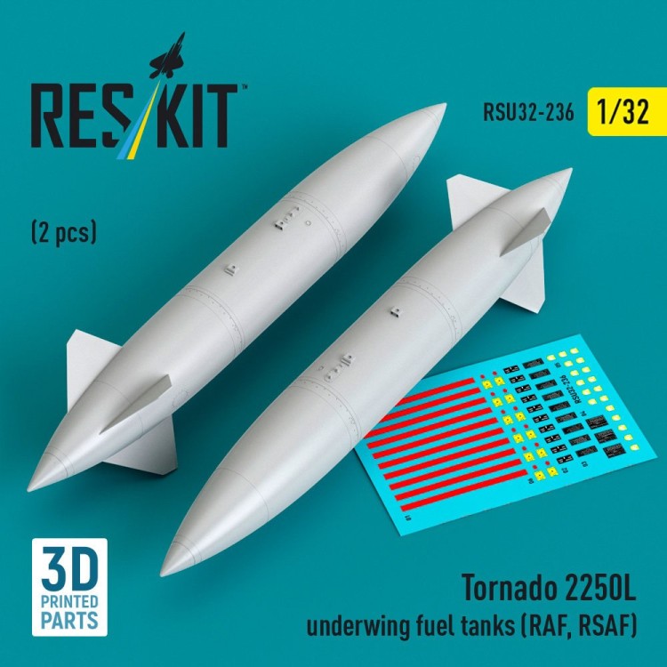 Reskit U32236 Tornado 2250L underwing fuel tanks (RAF,RSAF) 1/32