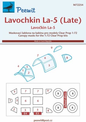 Peewit M72254 Lavochkin La-5 late (CL.PROP) маска для окраски фонаря кабины 1:72