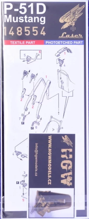 HGW 148554 Seatbelts P-51 Mustang (laser) 1/48