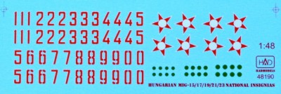 HAD 48190 Decal Hungar.insignias &amp; numbers (MiGs 15-23) 1/48