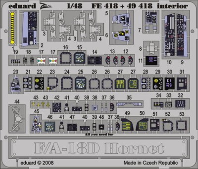 Eduard FE418 F/A-18D interior S.A. (HOB) 1/48 фототравление Zoom Цветное
