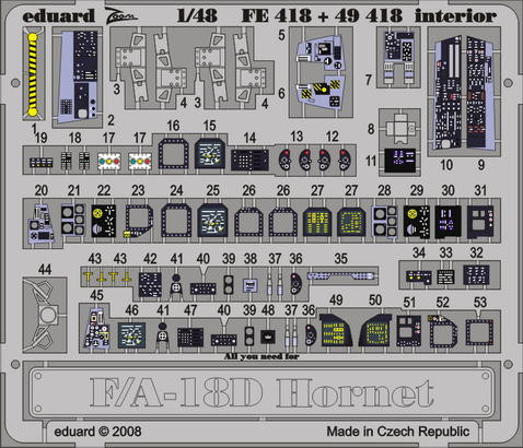 Eduard FE418 F/A-18D interior S.A. (HOB) 1/48 фототравление Zoom Цветное
