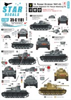 Star Decals 35-C1181 18. Panzer Division # 1. Pz-Regiment 18 / Pz-Abteilung 18. Pz.Kpfw.II Ausf.A-Ausf.C and Ausf.F, Tauch-Pz.IV Ausf.D, Pz.Kpfw.IV Ausf.F and Ausf.F2 1/35