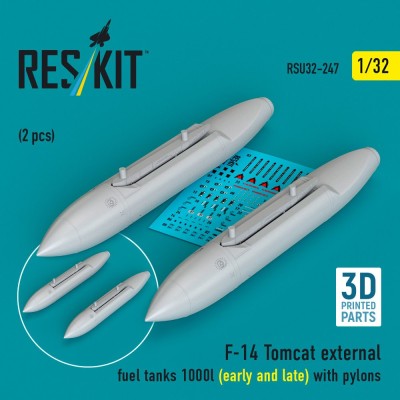 Reskit RSU32-247 F-14 Tomcat extern.fuel tanks 1000l w/ pylons 1/32