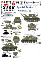 Star Decals 72-A1170 US 6th Armored Division # 4. Special Tanks. M4 with T34 Rocket Launcher and M32B1 TRV 1/72