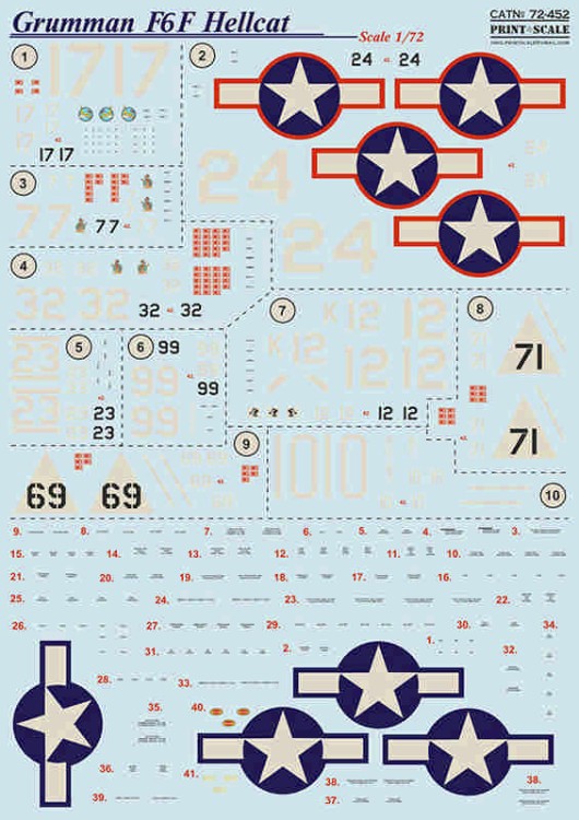 Print Scale C72452 Grumman F6F Hellcat (wet decal) 1/72