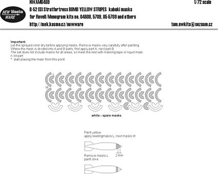 New Ware NWA-M0469 1/72 Mask B-52 D Stratofortress Bomb Stripes