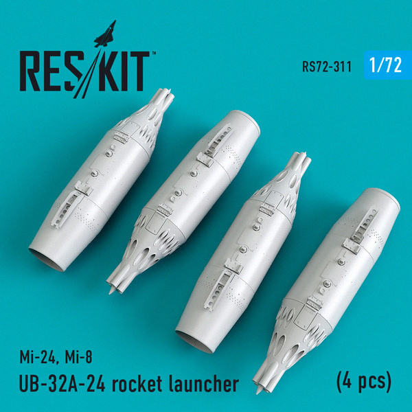 Reskit RS72-0311 UB-32A-24 rocket launcher (4 pcs) (Mi-24,Mi-8) 1/72