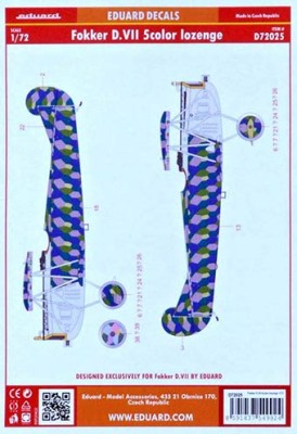 Eduard D72025 Decals 1/72 Fokker D.VII 5color lozenge (EDU)
