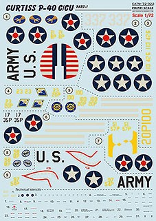 Print Scale 72-322 Curtiss P-40 C/CU - part 1 (wet decals) 1/72