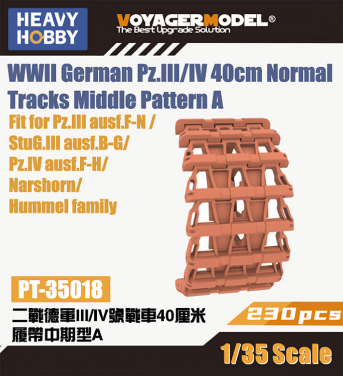 Heavy Hobby PT-35018 WWII German Pz.III/IV 40cm Normal Tracks Middle Pattern A 1/35