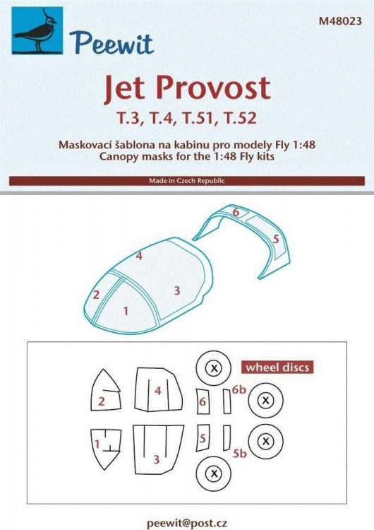 Peewit M48023 Canopy mask Jet Provost T.3, T.4, T.51, T.52 1/48