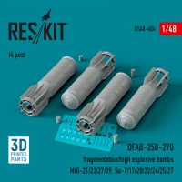 Reskit 48404 OFAB-250-270 fragmentation/H-E bombs (4 pcs.) 1/48