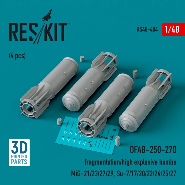 Reskit 48404 OFAB-250-270 fragmentation/H-E bombs (4 pcs.) 1/48