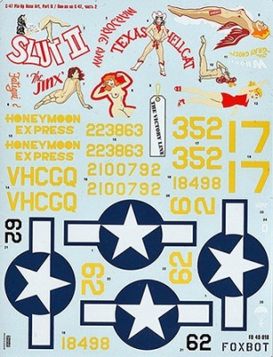 Foxbot Decals FBOT48018A Douglas C-47 Skytrain/Dakota 'Pin-Up Nose Art' Part. 2 (Stencils not included) Monogram, Revell, Trumpeter kits 1/48