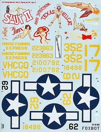 Foxbot Decals FBOT48018A Douglas C-47 Skytrain/Dakota 'Pin-Up Nose Art' Part. 2 (Stencils not included) Monogram, Revell, Trumpeter kits 1/48