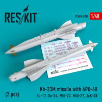 Reskit RS48-0280 Kh-23M missile with APU-68 (2 pcs)(Su-17, Su-24, Mig-23, Mig-27, JaK-38) Hobbe Boss, Trumpeter, Kitty Hawk 1/48