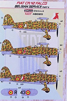 Kora Model NDT48020 Fiat CR.42 Falco Belgium Part 2 декали 1/48