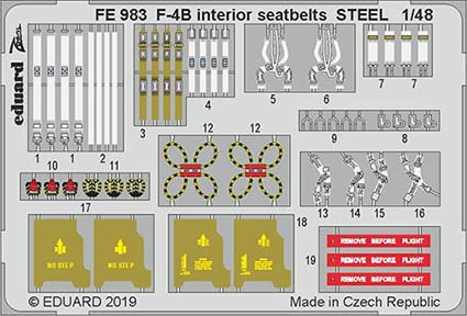 Eduard FE983 1/48 F-4B interior seatbelts STEEL (ACAD)