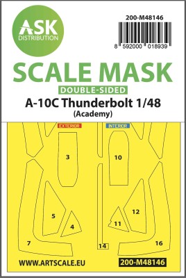 Art Scale 200-M48146 Fairchild A-10C Thunderbolt canopy frame paint mask (inside and outside) 1/48