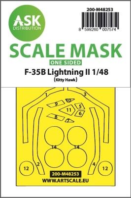 Art Scale 200-M48253 Lockheed-Martin F-35B Lightning II canopy frame paint mask (outside only) 1/48
