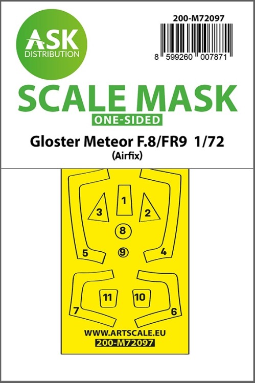 Art Scale 200-M72097 Gloster Meteor F.8/F9 one-sided fit express mask 1/72