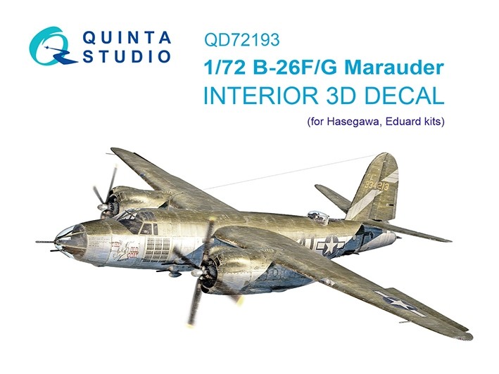 Quinta Studio QD72193 B-26F/G Marauder (Hasegawa) 3D Декаль интерьера кабины 1/72