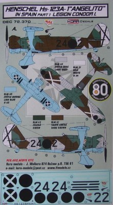 Kora Model DEC72370 Hs-123A-1 'Angelito' in Spain Vol.1 декали декали 1/72