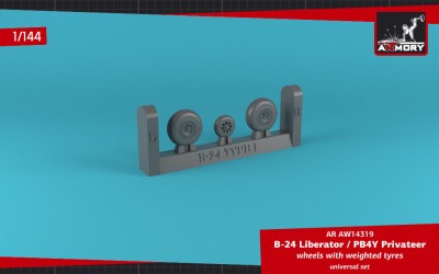 Armory ARAW14319 Consolidate B-24 Liberator / PB4Y Privateer wheels with weighted tires, diamond thread (GY) 1/144