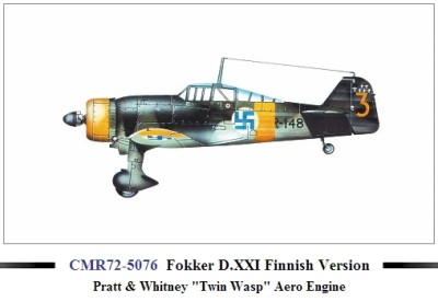 CZECHMASTER CMR-72076 1/72 Fokker D.XXI Finnish P&amp;W