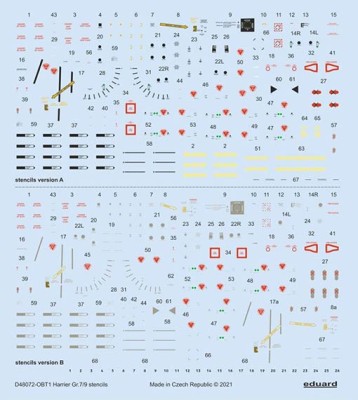 Eduard D48072 1/48 Decals Harrier Gr.7/9 stencils (REV/HAS)