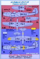 Kora Model NDT72021 Klemm KL-25 DVII Finnish Service декали декали 1/72